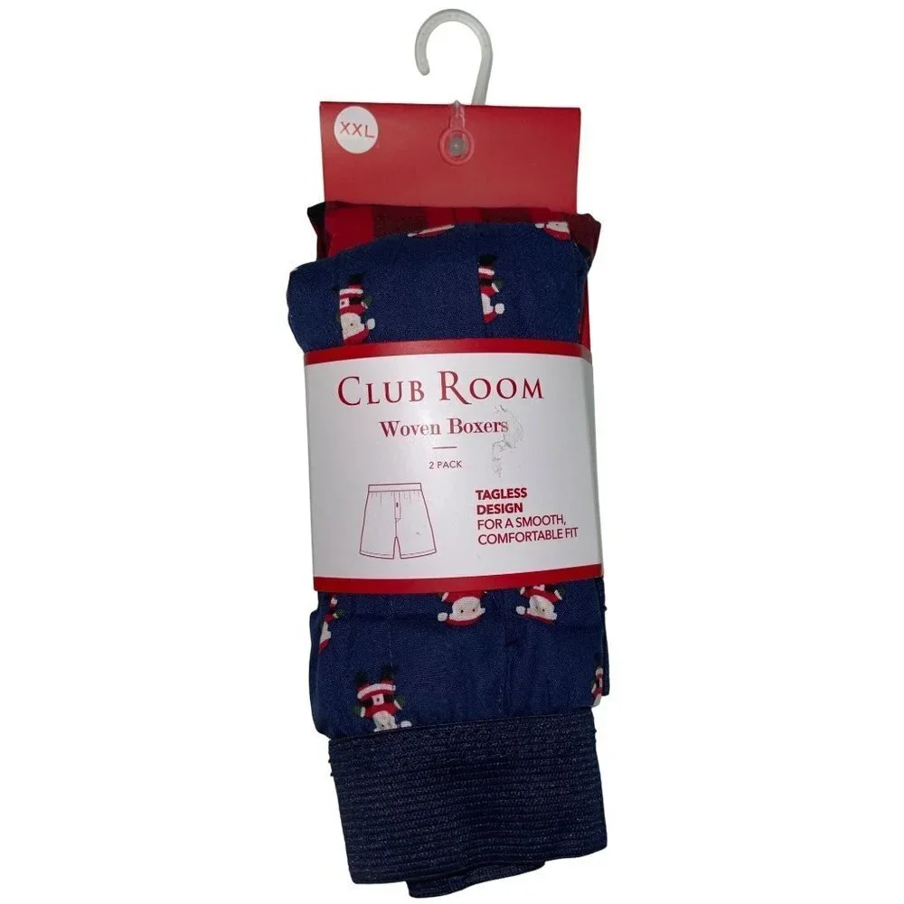 NEW! Club Room Holiday Two Pack Cotton Boxer Christmas Santa Men's XXL
